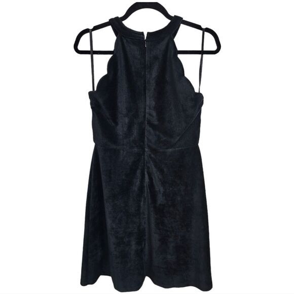Altar'd State -1209 NWT Black Velvet Corduroy Skater Halter Dress Women's Large - Picture 4 of 7